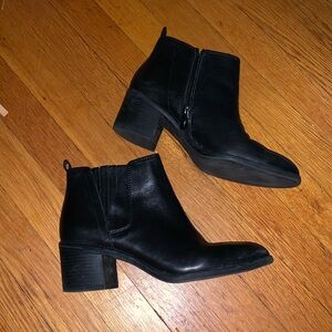 Franco Sarto Black Leather Heeled Booties